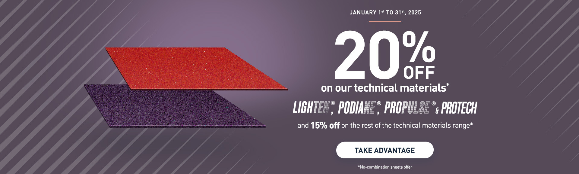 20%off on the technical material until 31/01.